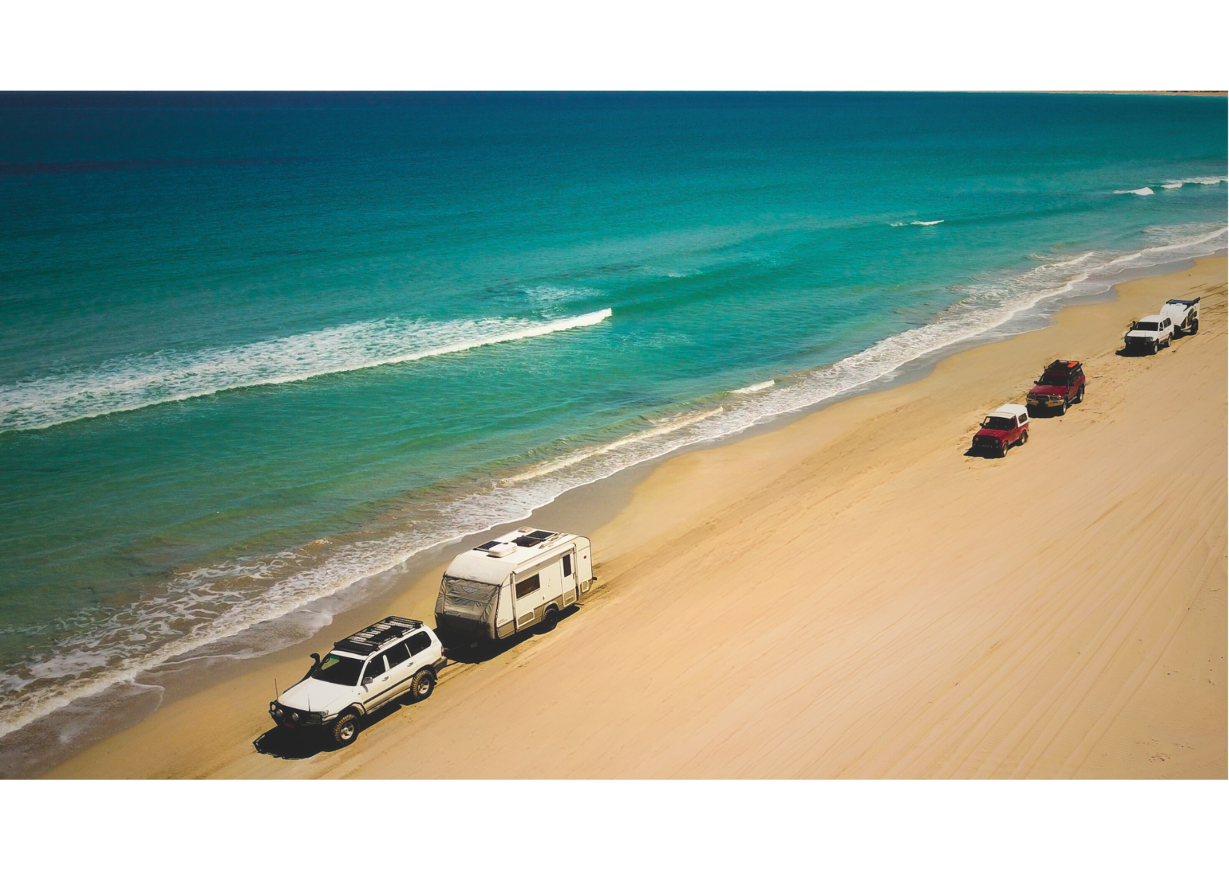 Caravan travelling on an Australian beach
