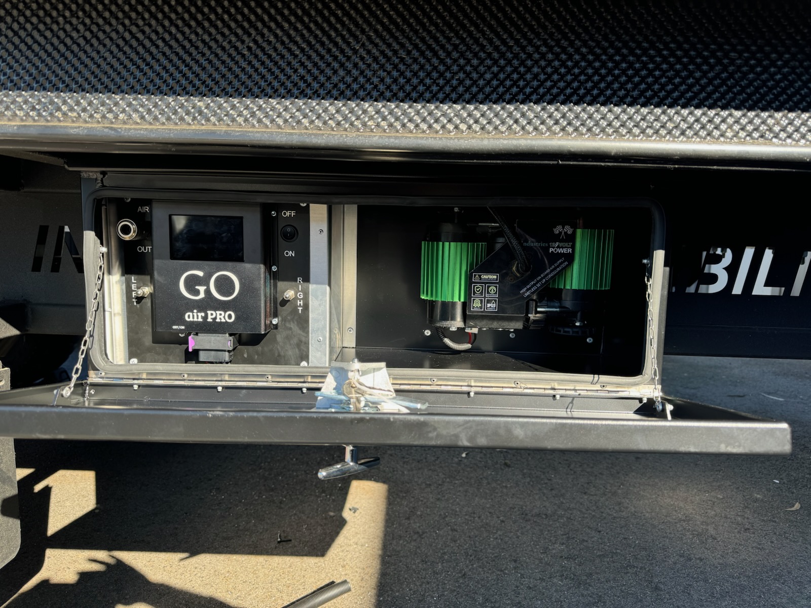 GO air control equipment installed in a caravan